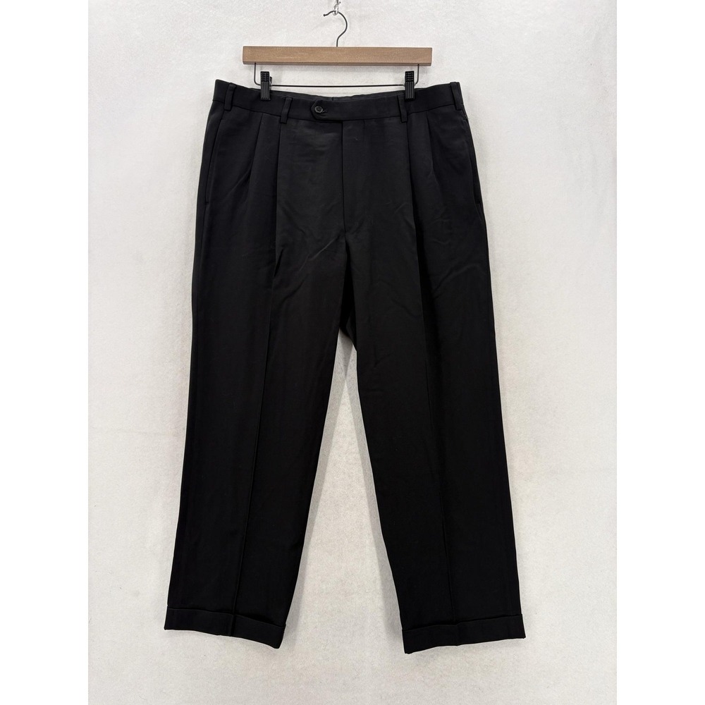 Brooks Brothers Dress Pants Mens 37x29 Black Wool Classic Fit Cuffed Canada Work